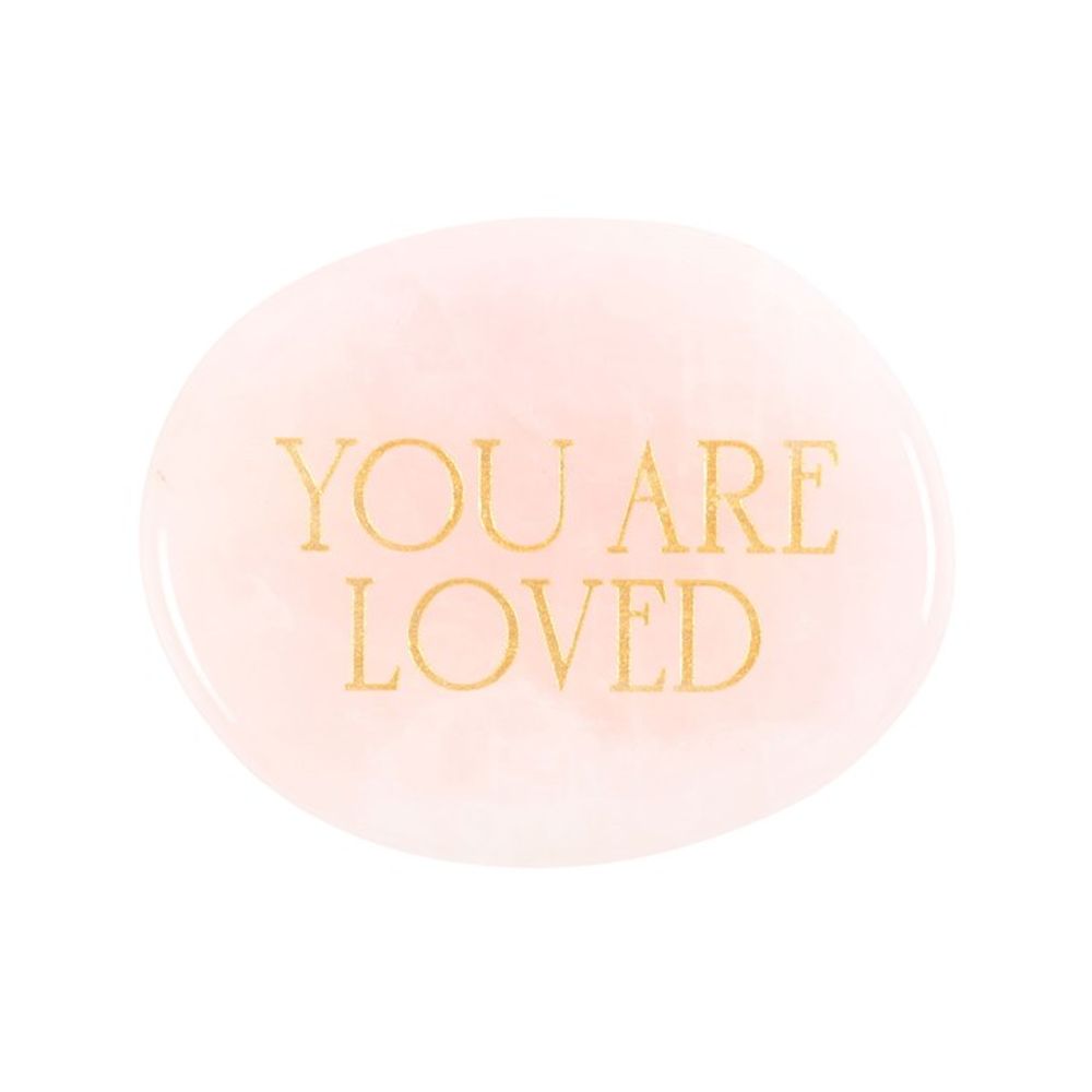 'You Are Loved' Rose Quartz Crystal Palm Stone