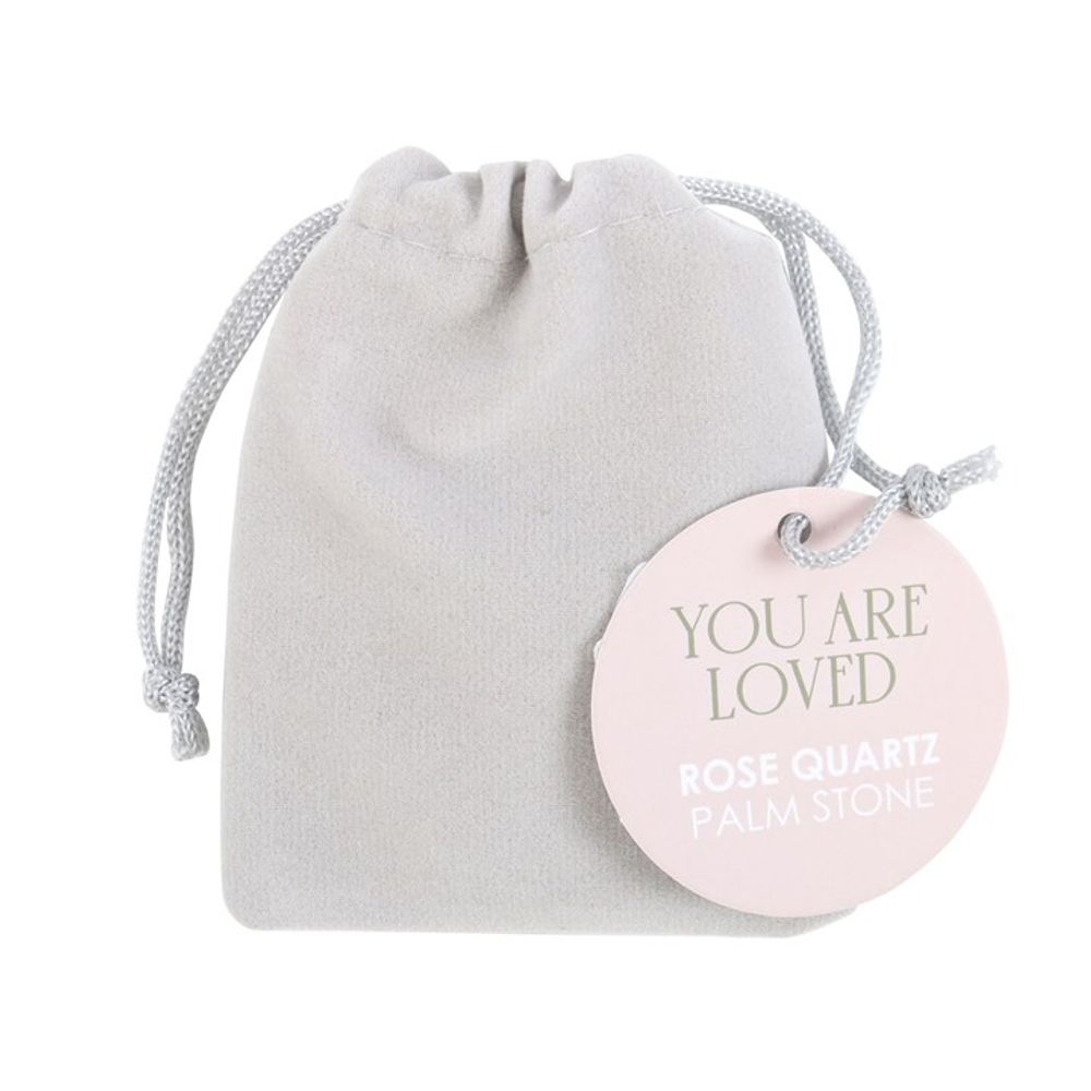 'You Are Loved' Rose Quartz Crystal Palm Stone