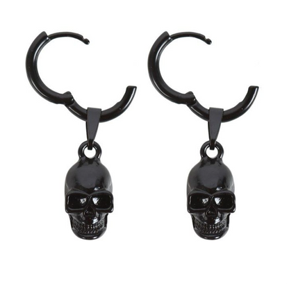 Black Stainless Steel Skull Earrings