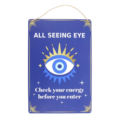 All Seeing Eye Hanging Metal Sign