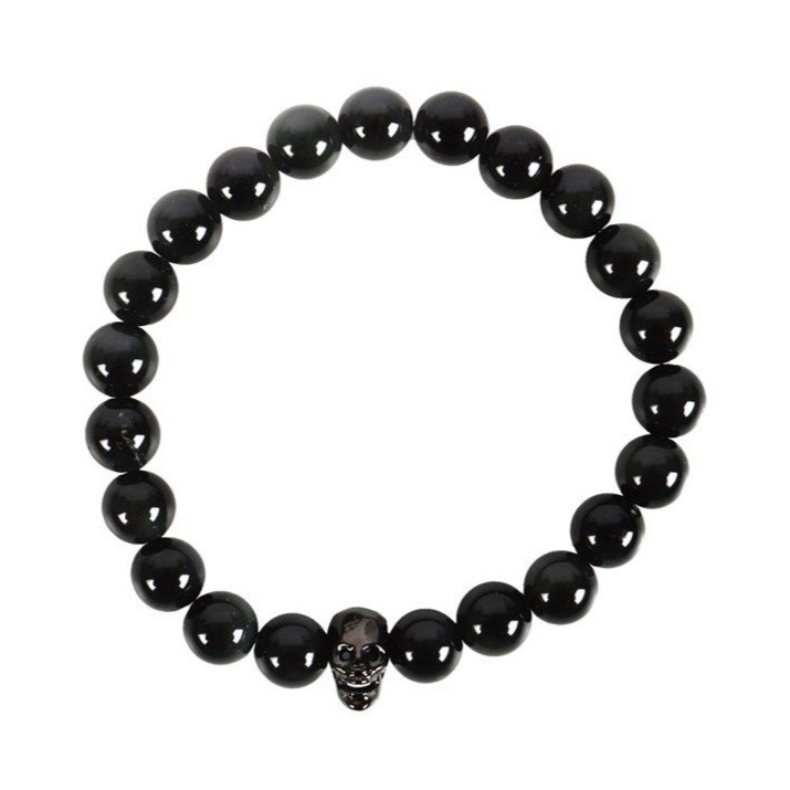 Black Obsidian Skull Bracelet