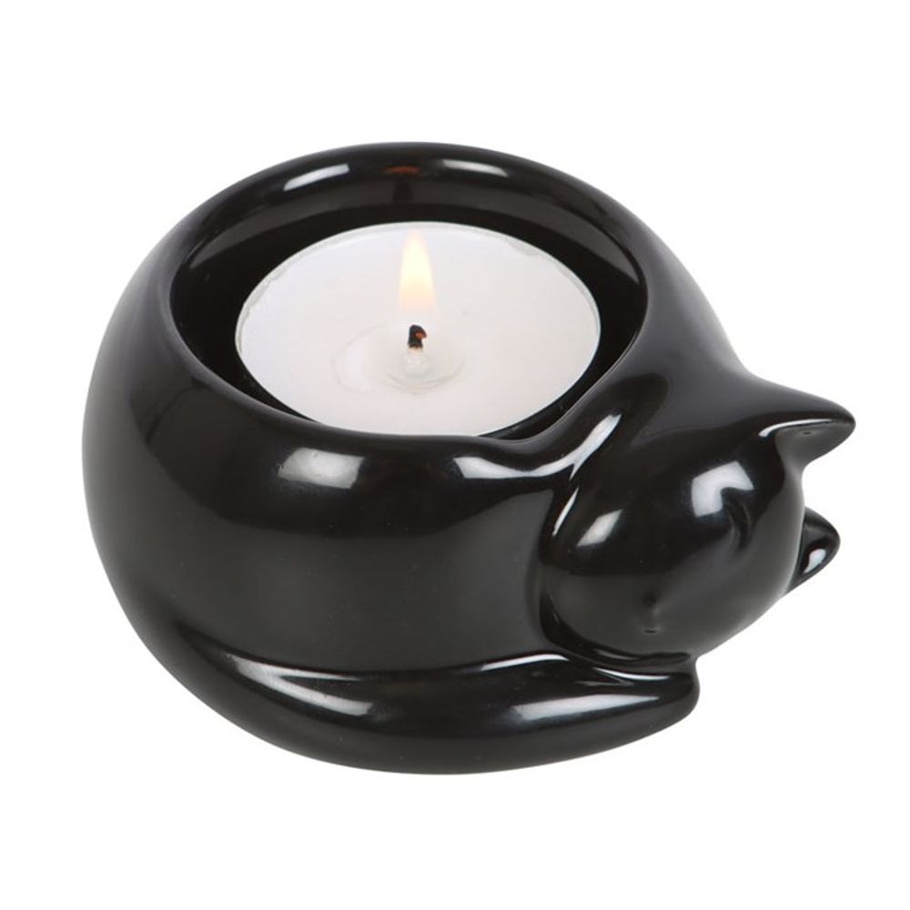 Sleeping Kitten Ceramic Tealight Candle Holder