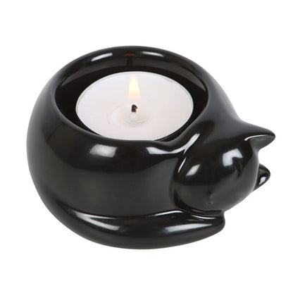 Sleeping Kitten Ceramic Tealight Candle Holder