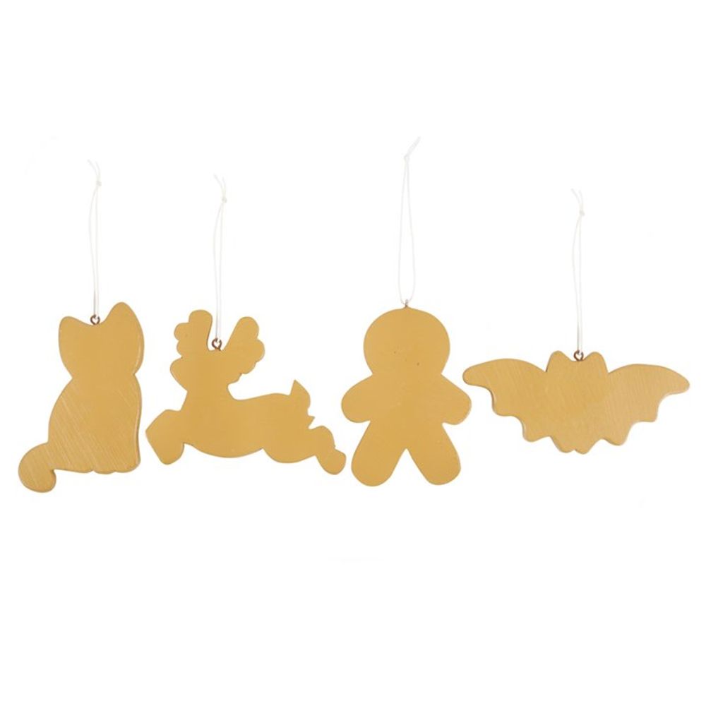 Set of 4 Gingerbread Skeleton Christmas Cookie Ornaments