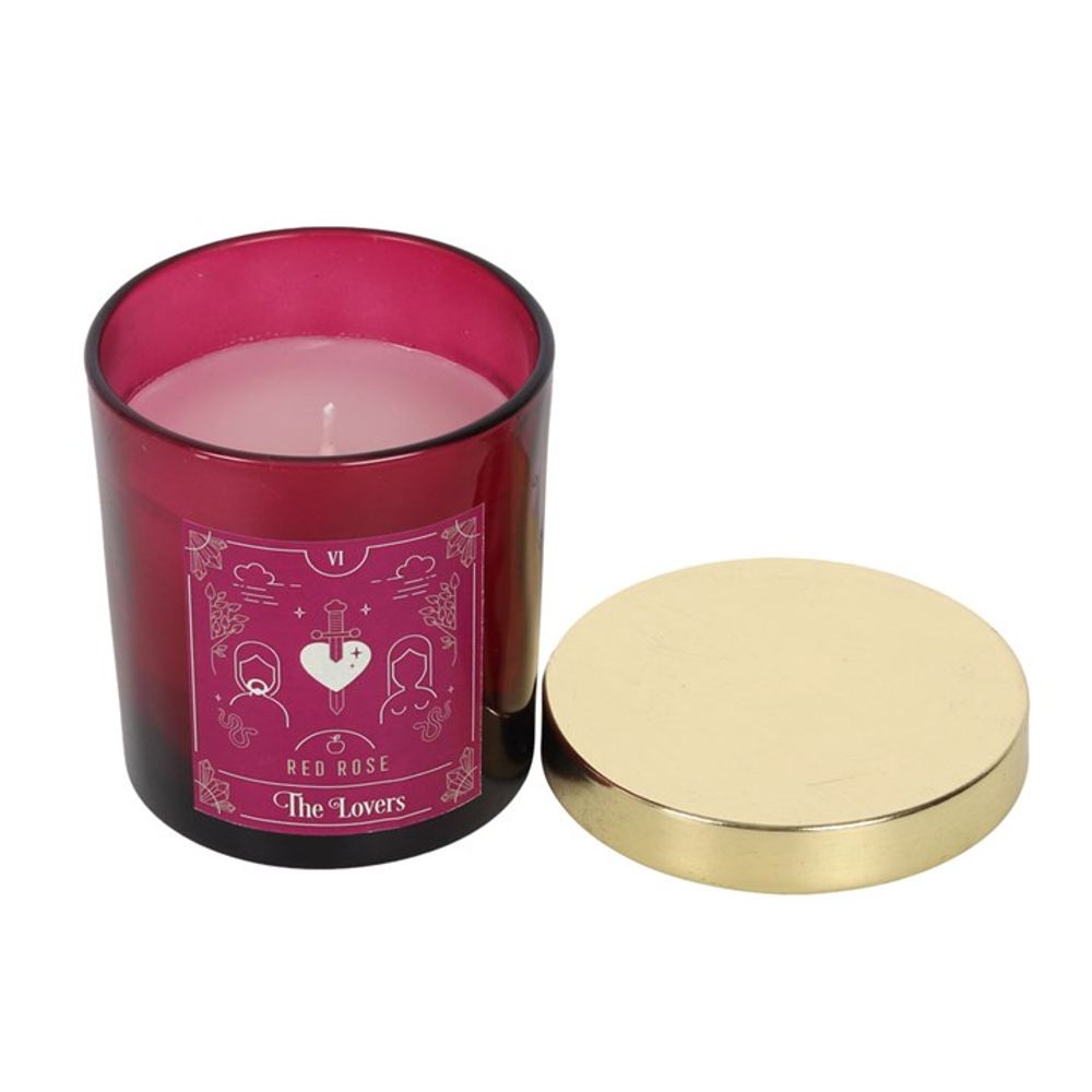 The Lovers Red Rose Scented Tarot Candle