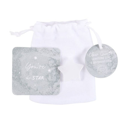 'You're a Star' Lucky Clear Quartz Crystal Star in a Bag