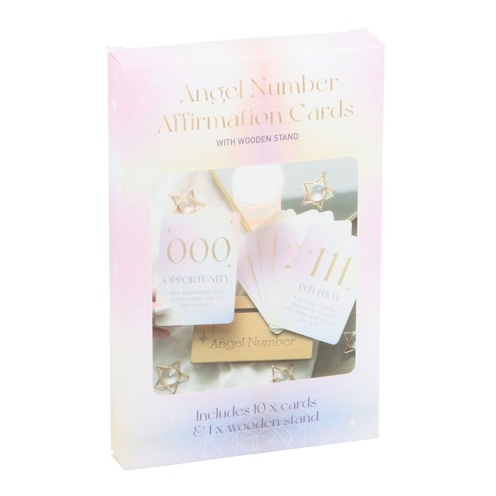 Angel Number Affirmation Cards and Stand Set