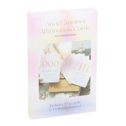 Angel Number Affirmation Cards and Stand Set