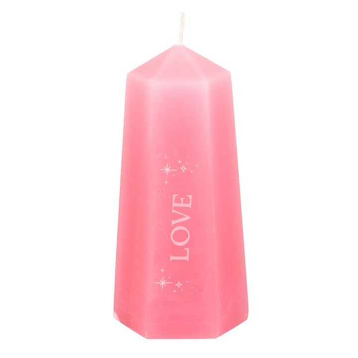 Love Crystal Candle with Rough Rose Quartz