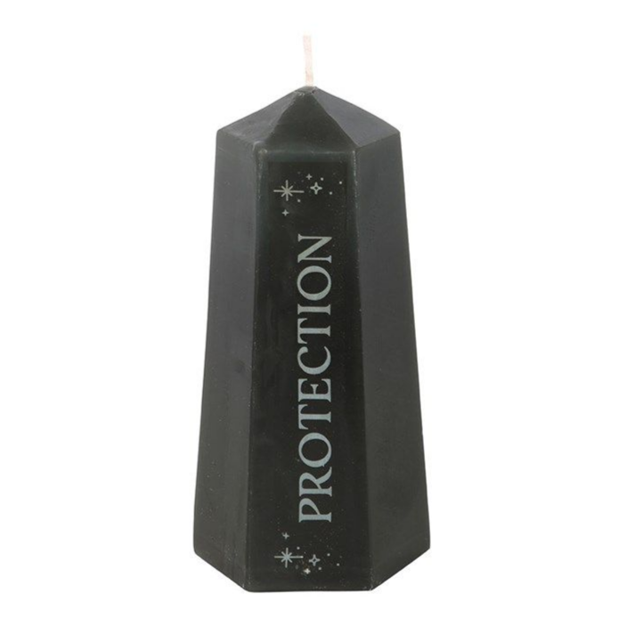 Protection Crystal Candle with Rough Black Obsidian