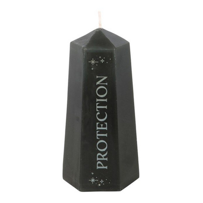Protection Crystal Candle with Rough Black Obsidian