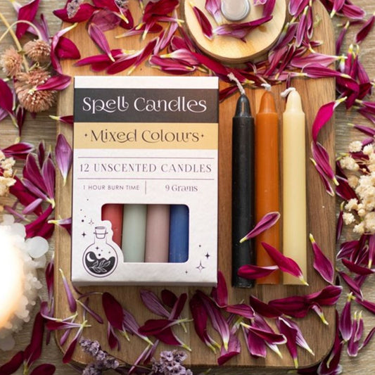 Pack of 12 Mixed Colour Spell Candles